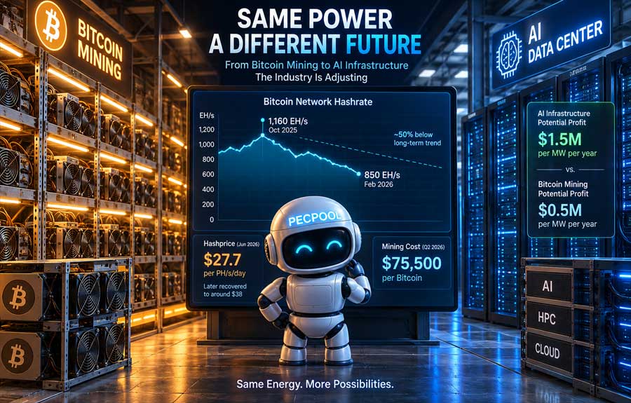 Bitcoin Mining Faces a New Balance as Hashrate Falls Behind Long-Term Trend